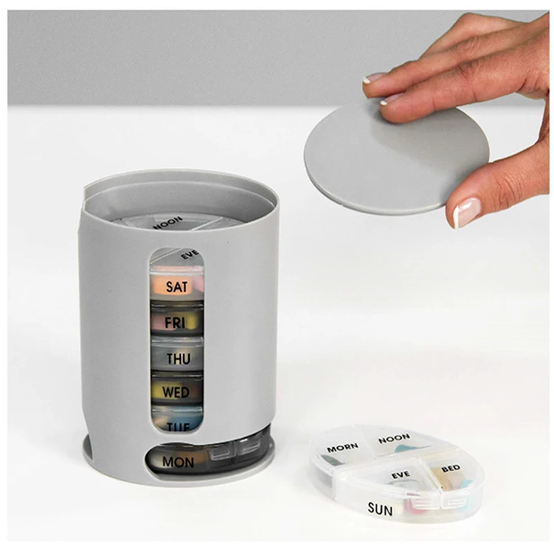 Weekly Pillbox Tablet For 7 Days Plastic Storage Container Divider Dispenser Holder Medicines Mini Drugs Gray Health Care Device | Красота и