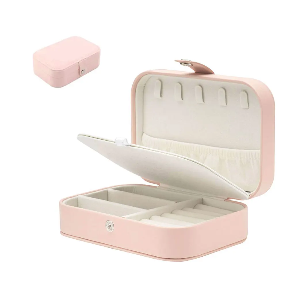 

Travel Jewelry Box Storage Case Multifunction For Necklace Earrings Rings Portable Jewelry Organizer Display Storage Case Pink