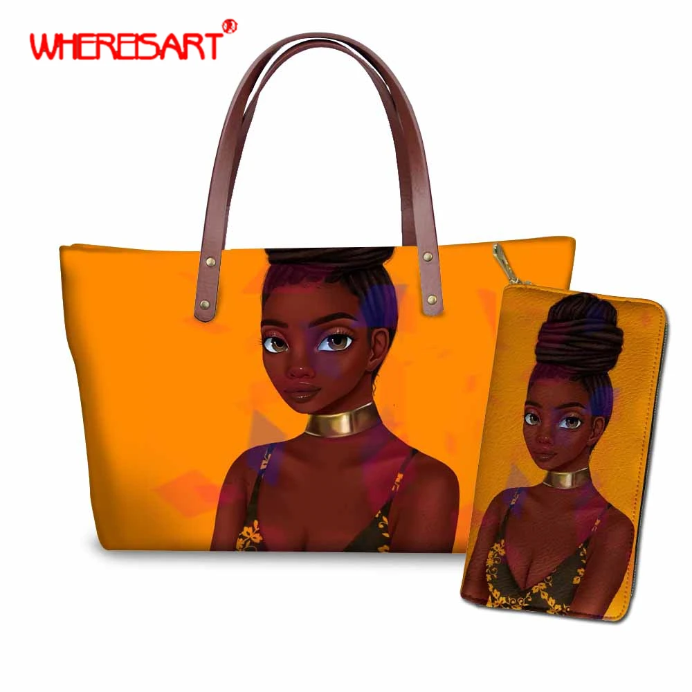 Женская сумка тоут WHEREISART черные африканские сумочки и в африканском стиле для