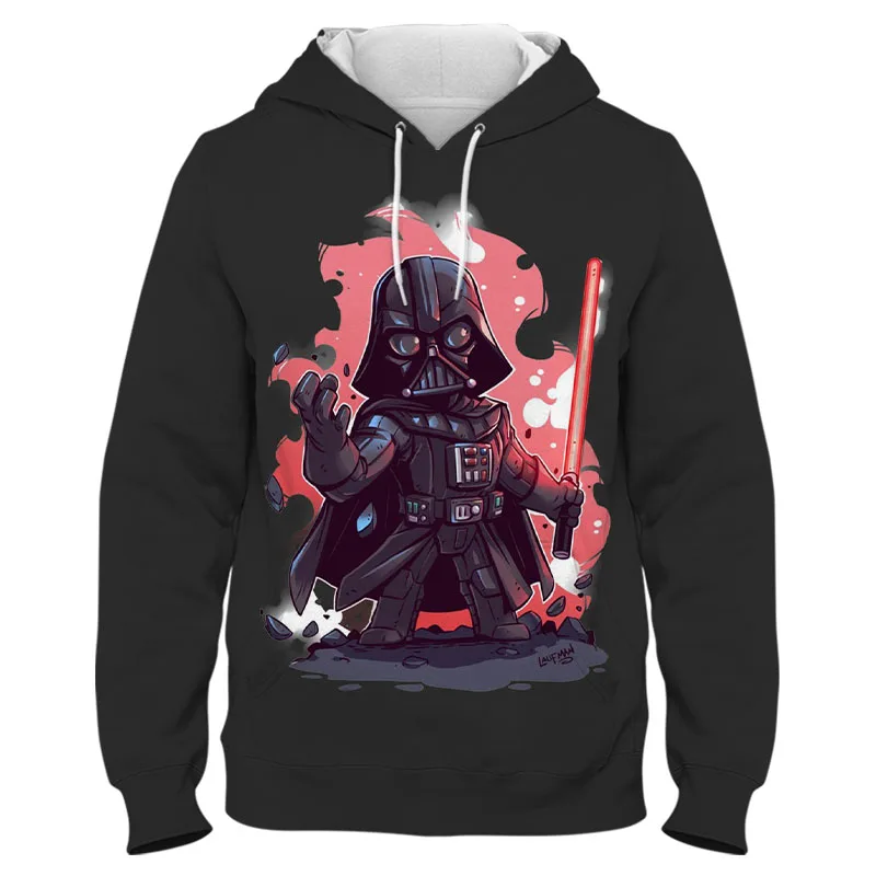 

Disney Cartoon Men's clothing Funny STAR WARS Hoodie 3D Print With Hooded Boys Outerwear Clothing Spring Sweatshirts Child