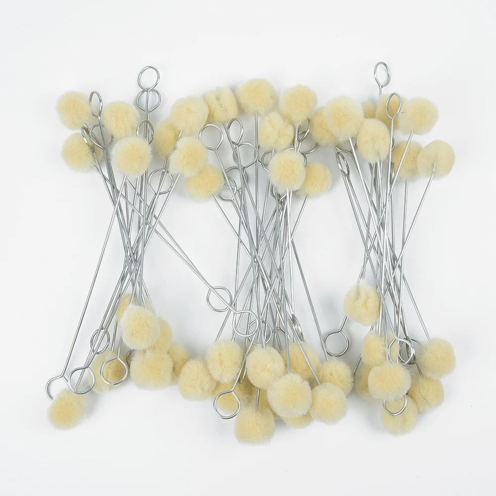 

100pcs Wool Daubers Ball Brush Leather Dye Dauber & Finish Dyeing Applicator With Metal Handle For DIY Crafts Projects