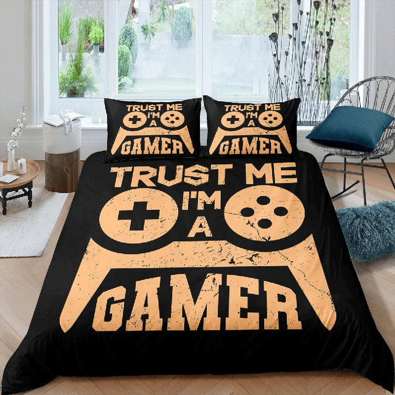 

oentyo Gamepad Bedding Set Queen Size Duvet Cover Creative Black Comforter Bed Cover Set Housse De Couette Bedclothes 2/3pcs
