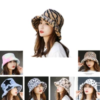 winter outdoor vacation lady panama black solid thickened soft warm fishing cap faux fur rabbit bucket hat for women kingonedom