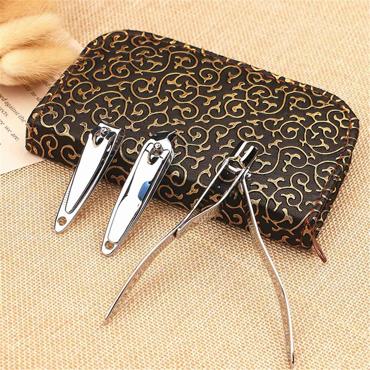 10 шт. Нержавеющая сталь кусачки для ногтей комплект с из искусственной кожи