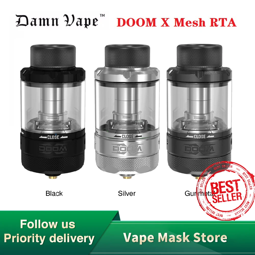 Оригинальный блин Vape DOOM X Сетки RTA 8 мл сетка бак катушки с 810 потека 510 нитки