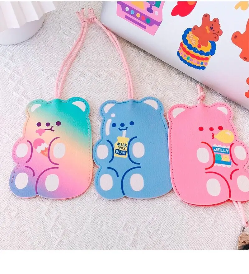 Мультяшный милый медведь брелок кольцо для ключей детей девочек чехол Корея