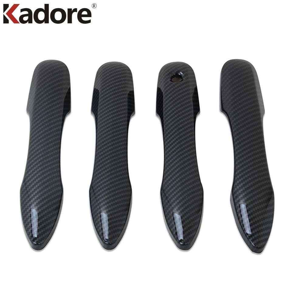 Для Toyota Camry XV 70 автомобильный стиль хромированная дверная ручка Накладка молдинги дверная ручка накладной протектор 4 шт - Цвет: Carbon Fiber 1holes