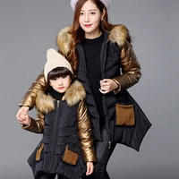 2 10yrs baby girls winter jacket children down coat fur hooded collar stitching fashion thick warm girls outerwear jacket clothe