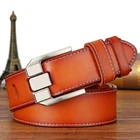 Ремень мужской из натуральной воловьей кожи, с пряжкой, в винтажном стиле