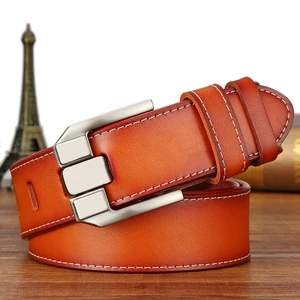 Ремень мужской из натуральной воловьей кожи, с пряжкой, в винтажном стиле