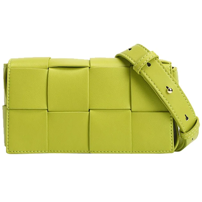 

2021 new fashion pocket chest bag woven cowhide hand bag shoulder slung mini small square bag