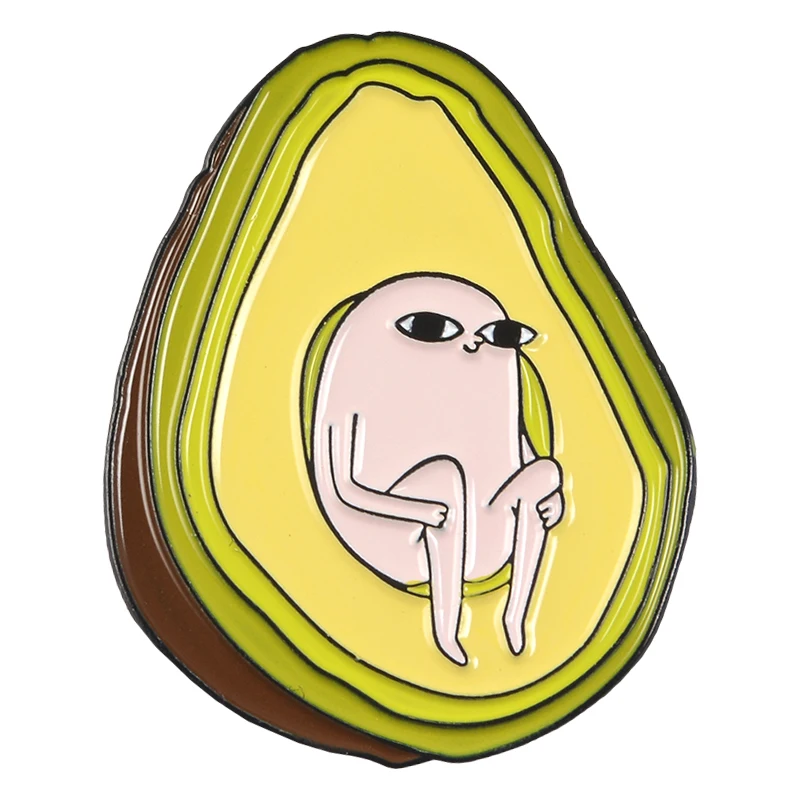 style3 Авокадо эмаль шпильки на заказ свежие фрукты мешочек для брошек одежда лацкан булавка мультфильм призрак кошка груша значок смешной мем ювелирные изделия подарок дети - Окраска металла: style3