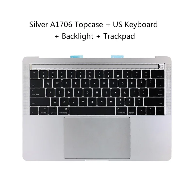 A1706 Topcase США клавиатура подсветка трекпад для Macbook retina Pro 1" A1706 Подставка для рук Серый Серебристый - Цвет: S With Trackpad