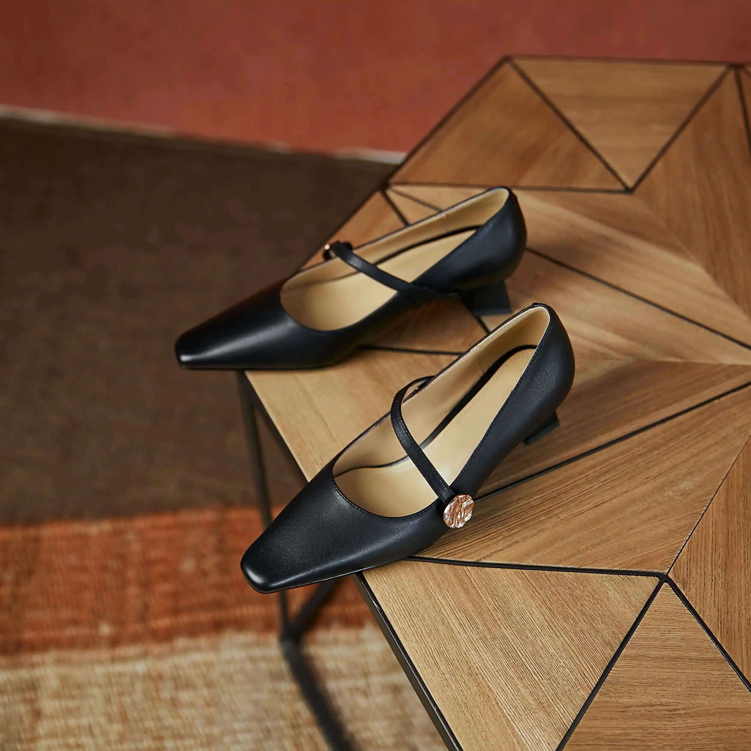 

Krazing Pot spring recommend genuine leather square toe med heel brand shoes high quality beauty lady charming women pumps L50