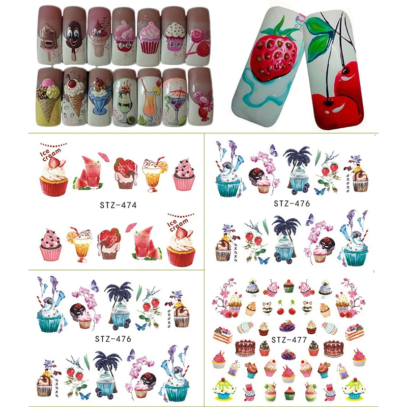 18 листов/набор наклейка для водяного переноса изображения на ноготь DIY Красочные