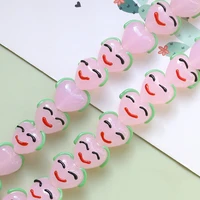 3pcs heart shape smile face girls lampwork beads 16x14mm fashion loose spacer handmade lampwork bead for jewelry making diy
