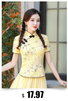 Sheng Coco Black China Blouse Women Traditional Chinese Shirt Clothing Chinese Jacquard Cotton Cheongsam Shirt Flower Buckle Top