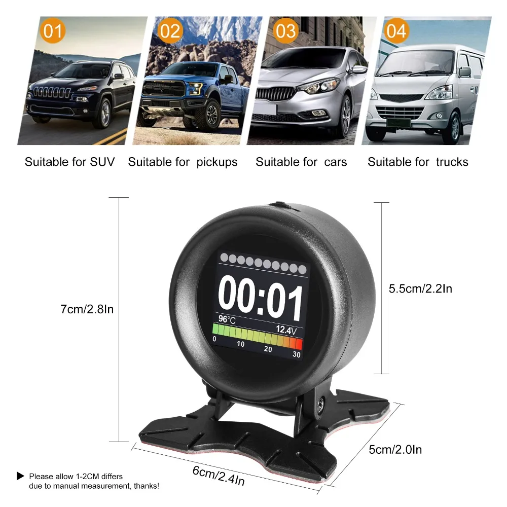 AUTOOL X60 HUD Дисплей автомобиля OBD цифровой измеритель скорости сигнализации температура воды цифровой датчик температуры масла манометр
