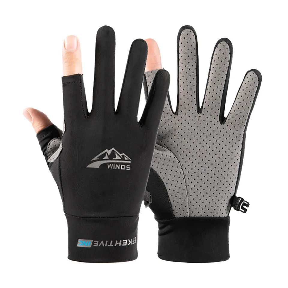 Перчатки для велоспорта LOOGDEEL Two Finger Cut из льняной шелковой ткани с защитой от УФ-лучей, легкие, дышащие, подходят для активного отдыха на природе, рыбалки и бега.