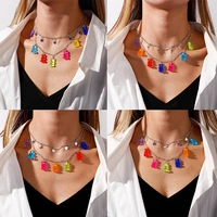 multilayer handmade candy color gummy bear necklace for women christmas gifts new collare star cross pendants necklaces jewelry