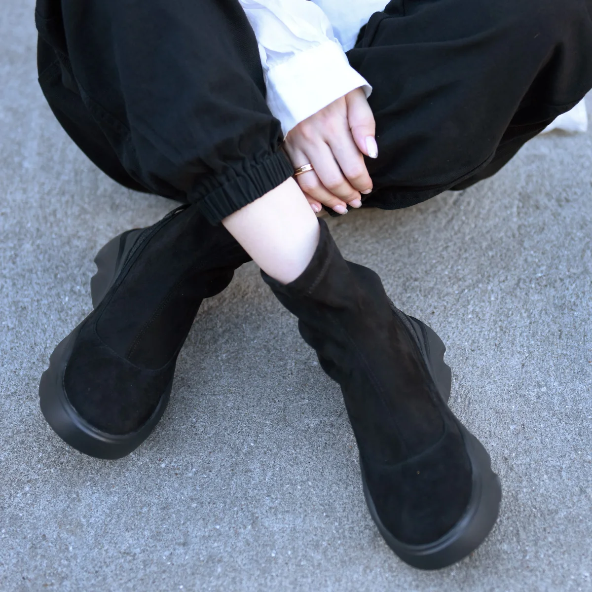 

Artmu Original Women Boots Socks Boots Wedges Women Shoes 2021 New Slip On Flat With Genuine Leather Ankle Platform Boots