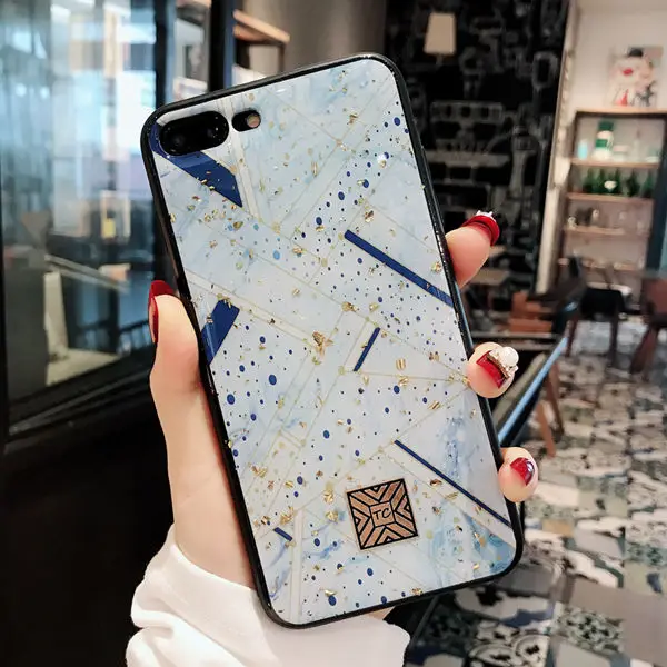 Style N Золотой фольга мрамор Bling чехол для телефона для iPhone 11 pro XS Max XR X TPU гранитный чехол с геометрическим рисунком для iPhone 7 8 6 6s Plus блестящий чехол - Цвет: Style N