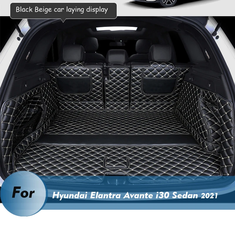 

Only bottom mat Trunk Cargo Leather Liner Car Trunk Mat Cargo Floor Carpet Mud For Hyundai Elantra Avante i30 Sedan 2021Only bo