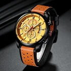 Часы NIBOSI 2372, Брендовые мужские часы, военные, спортивные, водонепроницаемые, кварцевые часы с хронографом и кожаным ремешком для мужчин, мужские часы