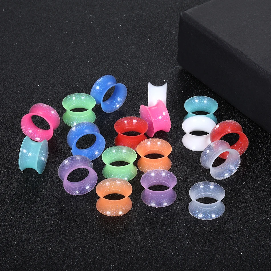 

18Pcs Earlets Silicone Ear Plugs and Tunnels Mixed Color Double Flared Ear Stretcher Expander Earring Piercing Ear Gauge 3-25mm