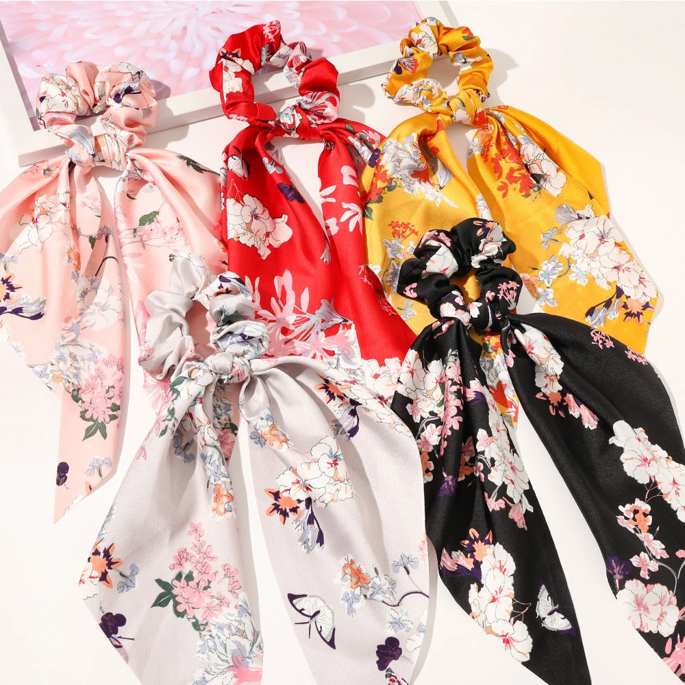 Женская резинка для волос с леопардовым цветочным принтом Эластичная завязка в