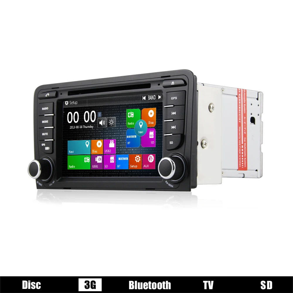 Koop Eunavi 2 Din Auto Dvd-speler Voor Audi A3 S3 RS3 Met 3G Usb Gps Bt Ipod Fm Rds Subwoofer Met Auto Radio Gps-navigatie Gratis Kaarten