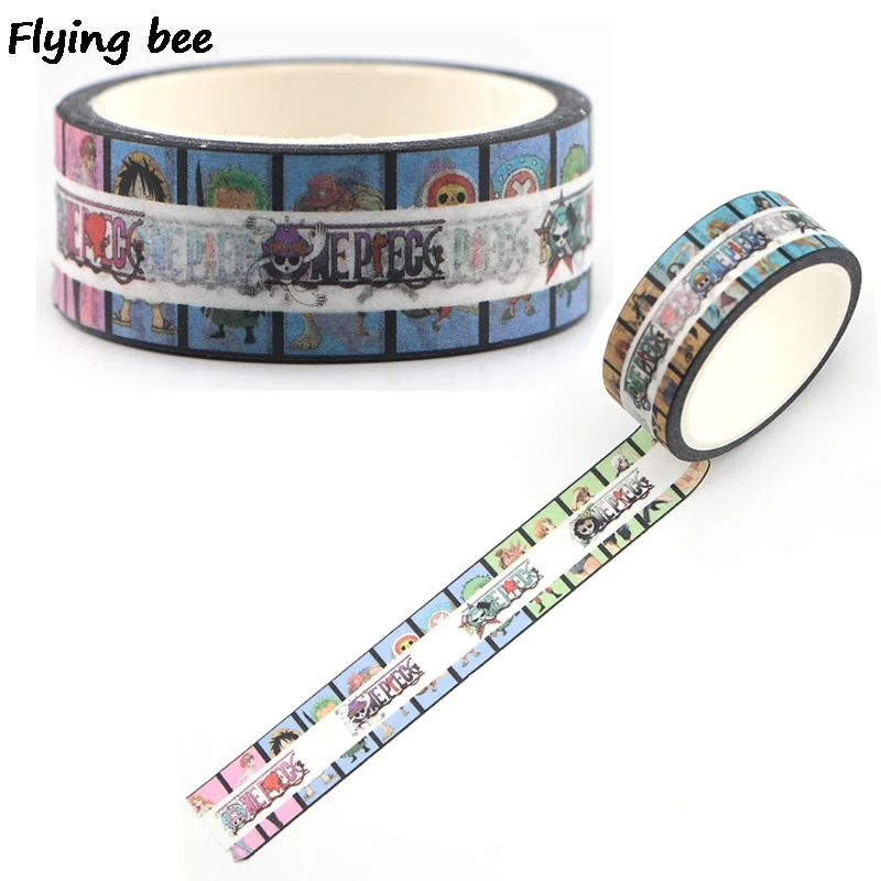 Flyingbee 15mmX5m Anime Paper Washi Tape Cool Adhesive Tape DIY Scrapbooking Sticker Label Masking Tape X0398