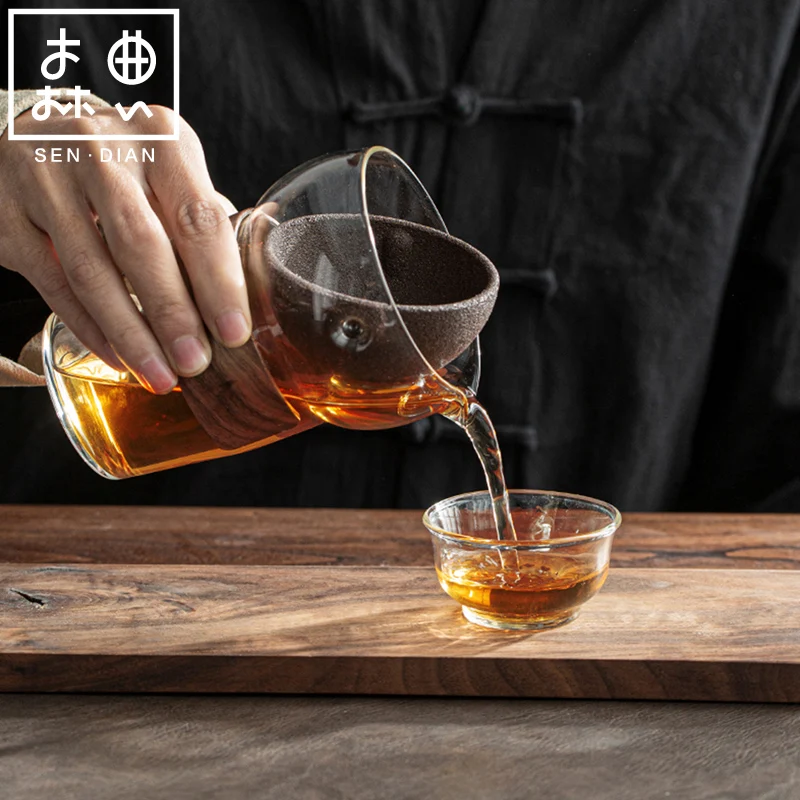 SENDIAN цельная стеклянная чашка с фильтром Термостойкое утолщенное стекло для