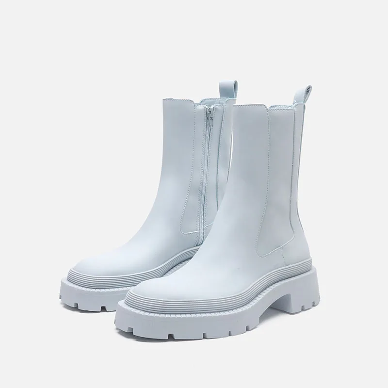 

2021 Punk Platform Ankle Boots Women Winter Woman Zipper Chunky Block Heels Ladies Short Plush Black Shoes Female Short Boot New