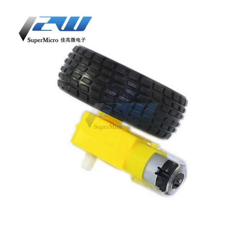 4 шт./лот = 2 шт. Мотор TT + DC3V 6V 65 мм с колесиком 130 редукторный двигатель для Arduin o Smart