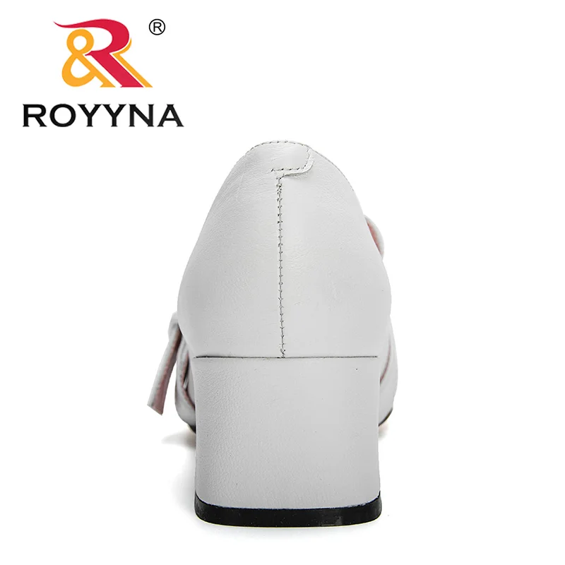 ROYYNA 2021 New Designers Thick High Heels Shoes Women Slip On Solid Color Heels Pumps Ladies Daily Dress Shoes Zapatillas Mujer