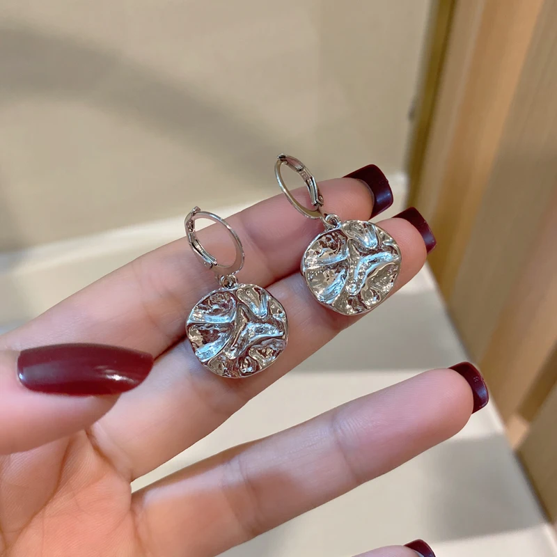 

Trendy Jewelry Geometric Metal Earrings Popular Design Hot Selling Silvery Plating Geometric Drop Earrings For Party Gifts