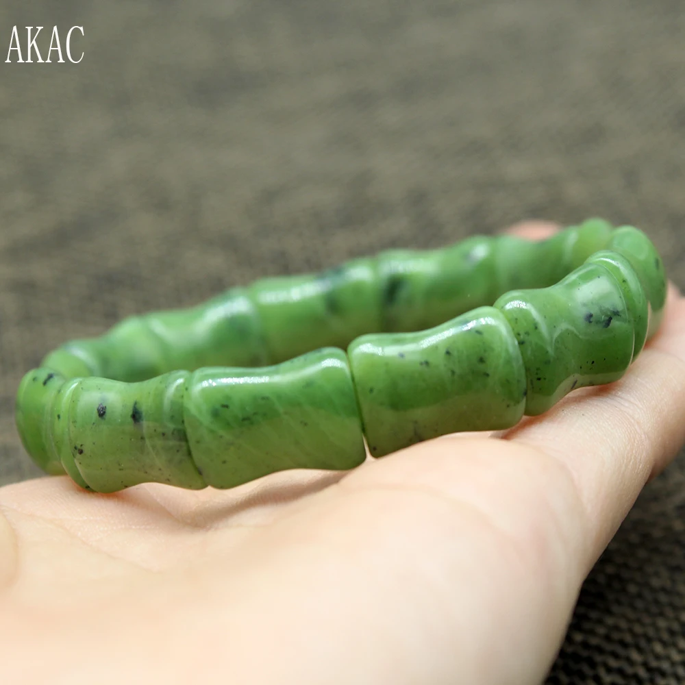 

2bangles AKAC approx12*16mm natural canadian jade bamboo deisign bangle bracelet wholesale