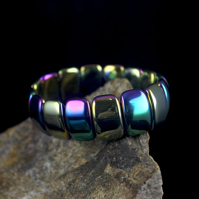 Классический ювелирный браслет в стиле ретро для мужчин черный виде радуги
