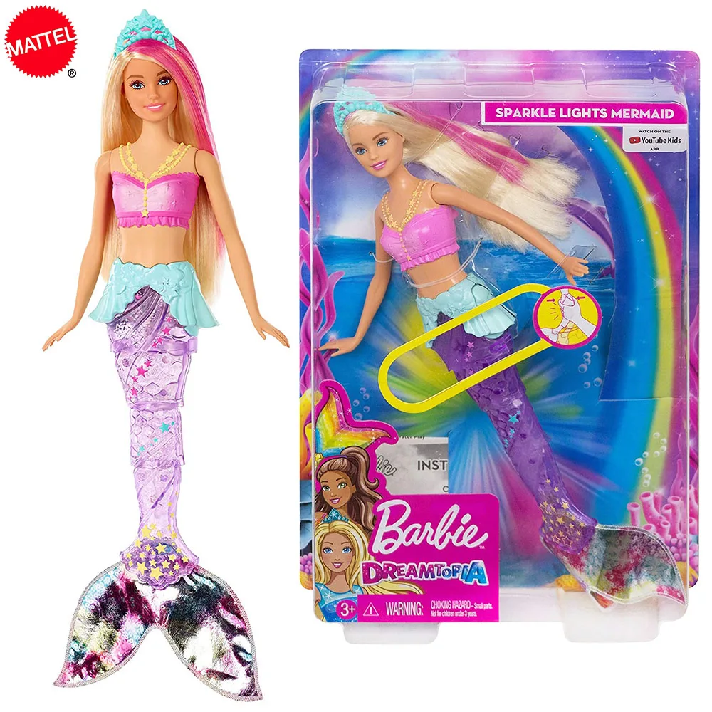 

Оригинальная кукла-Русалка Mattel Барби, 28 см, Dreamtopia, блестящие огни, модная серия принцесс, подарок, детские игрушки, подарок