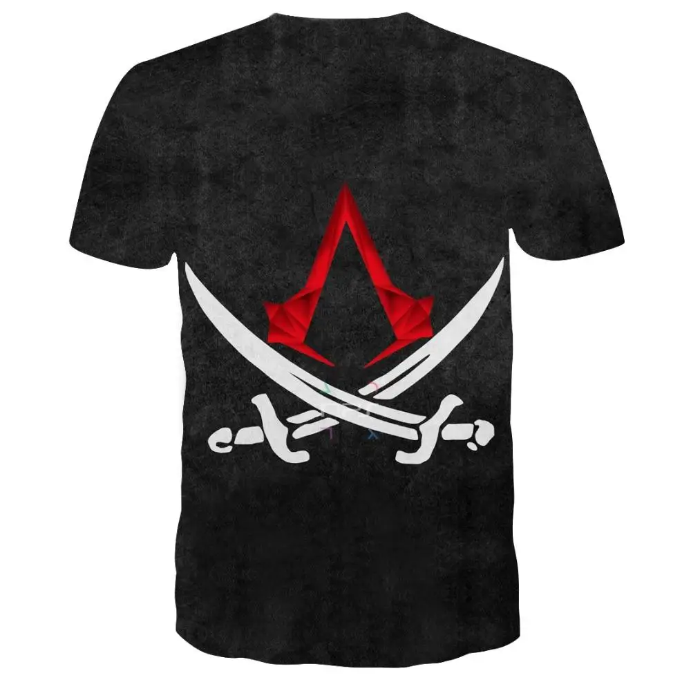 Летняя новая Готическая футболка Assassin's Creed 3D Футболка с принтом Мужская модная повседневная одежда футболка с 3D рисунком