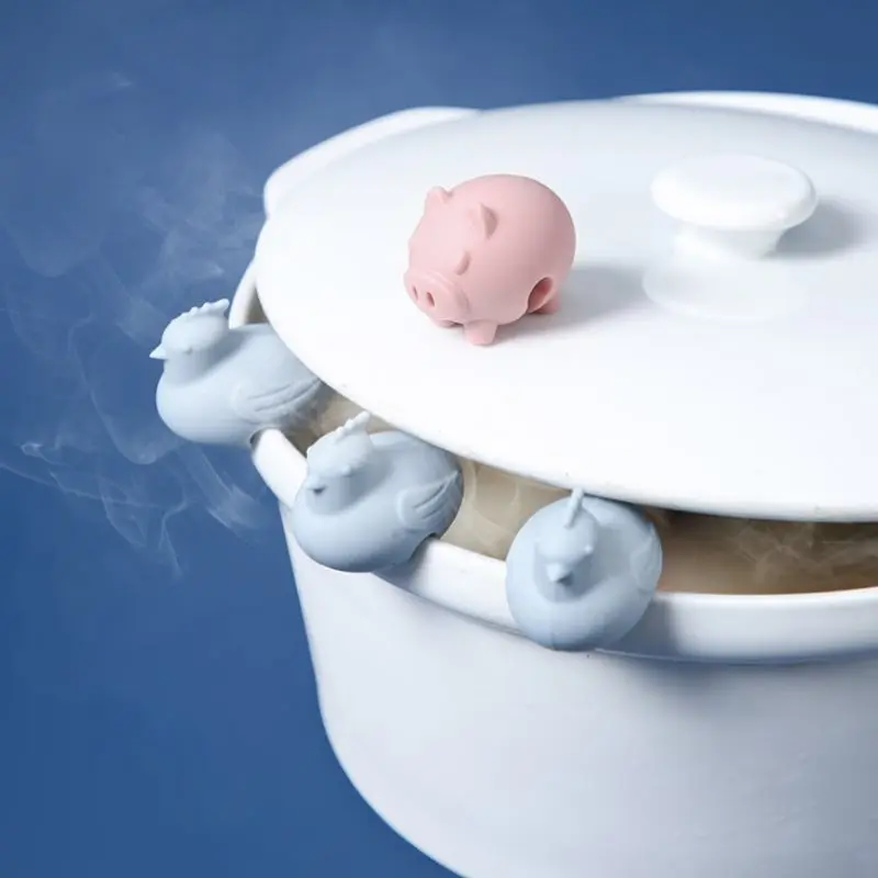Animal Lid Clip Cute Cartoon Silicone Pot Holder Pot Lid Holder Clips Kitchen Cooking Prevent Overflow Tool Kitchen Accessories