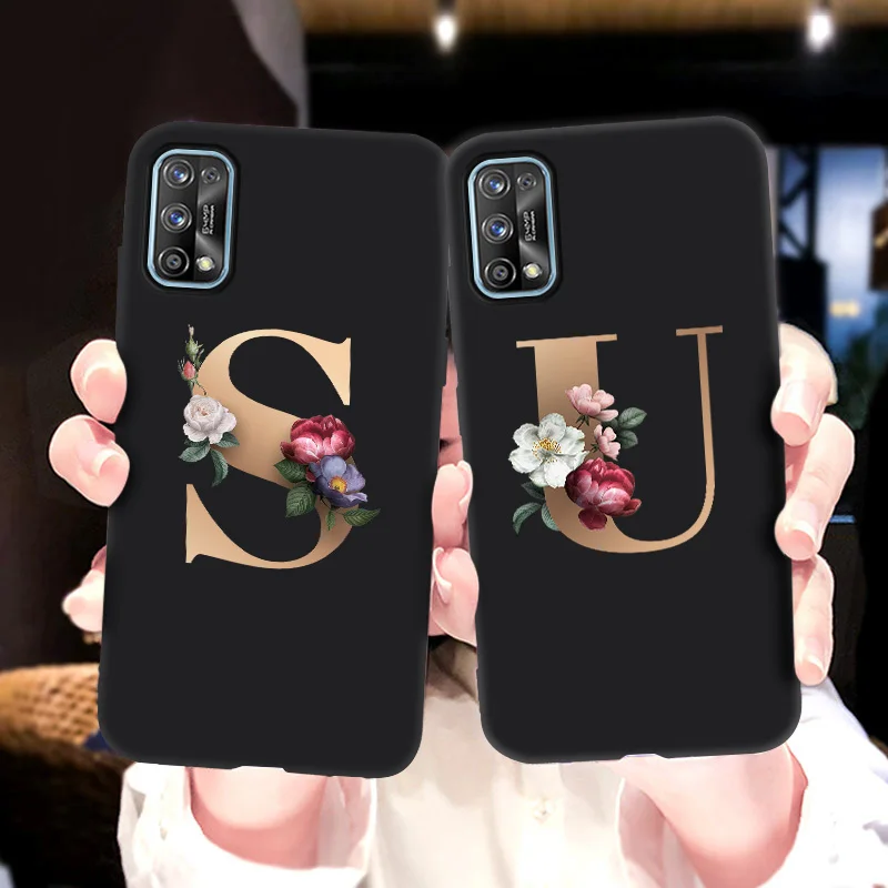 

Phone Case For Realme C3 Case Soft Silicon Back Cover For Oppo Realme 6 7 X7 Pro 7i 5 C17 Initial Letter Fundas RealmeC3 6Pro X7