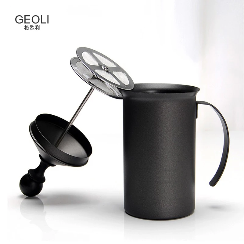 Ручной вспениватель молока Нержавеющая сталь двойной сетки капучино кувшин для