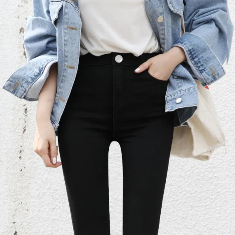 Новинка 2021 женские повседневные облегающие брюки осенние черные эластичные