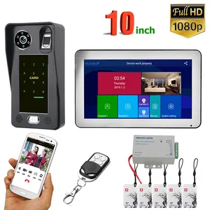 10 inch wifi wireless fingerprint ic card video door phone intercom system with wired ahd 1080p door access control system free global shipping