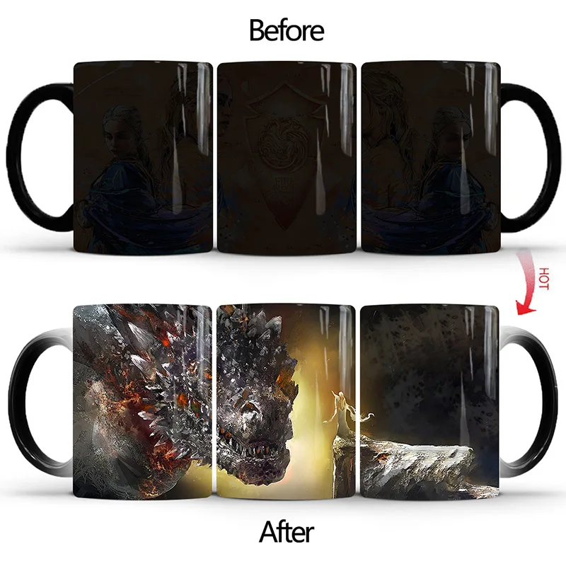 Style E Mug 1 шт. новая игра престолов Магическая кружка для кофе горячая холодная меняющая цвет кружка 350 мл керамические кружки чашка подарок кружка для друзей Прямая - Цвет: Style E Mug