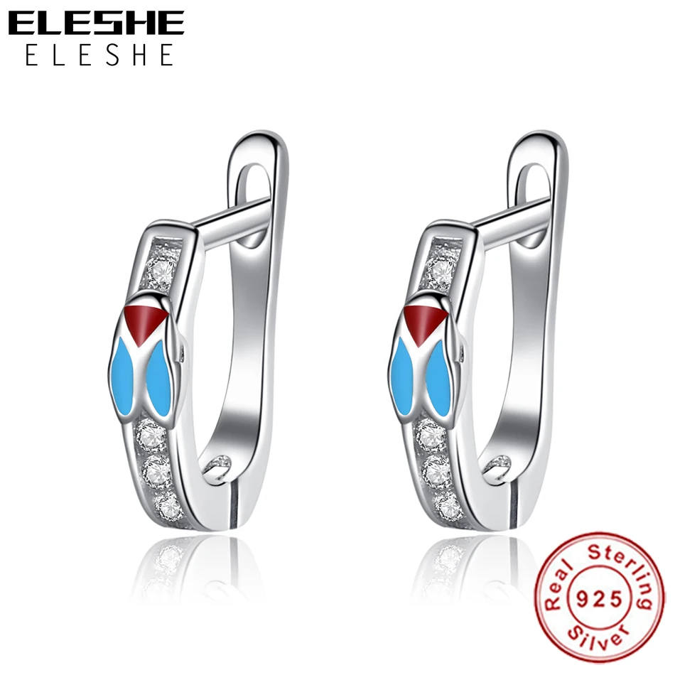 925 Sterling Silver Blue Enamel Zircon Cute Cicada Small Stud Earring For Baby Kids Girls Children Earrings Party Jewelry | Украшения и