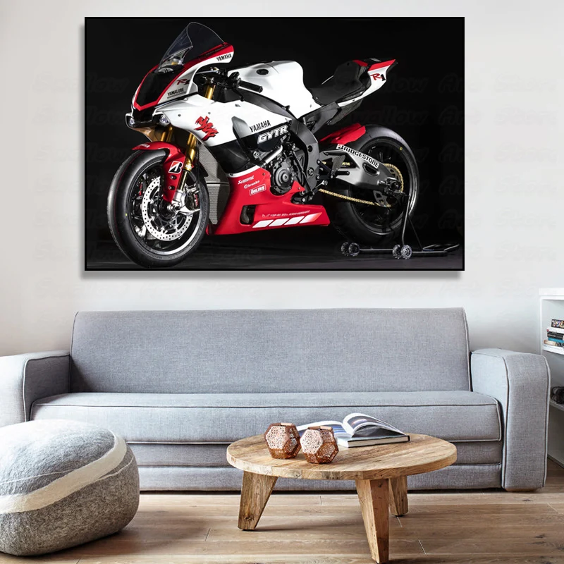 Современная Художественная Картина на холсте Superbike Yamahas YZF R1 GYTR 20 юбилей настенные
