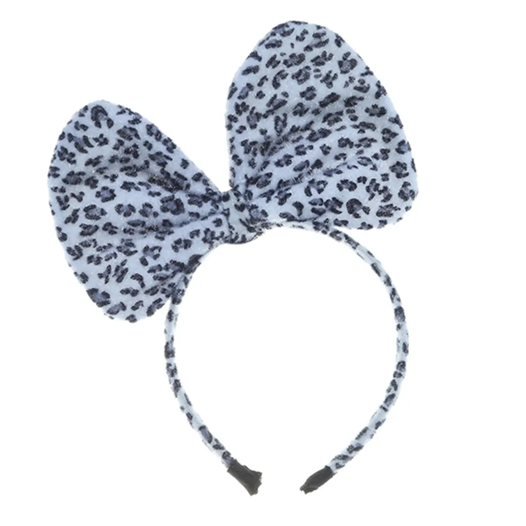 Повязка на голову женская с леопардовым бантом модный смешной ободок для косплея